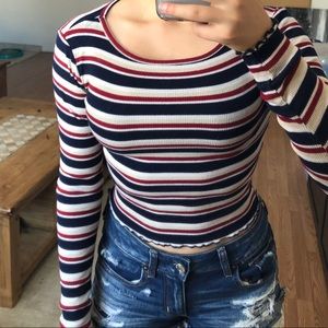 Striped Cropped Forever 21 Long Sleeve